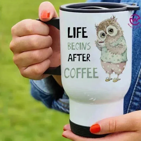 Travel Mug White - Owl - WE PRINT