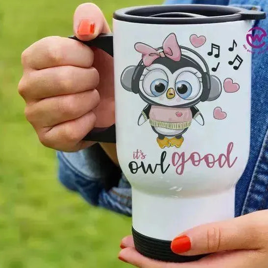 Travel Mug White - Owl - WE PRINT