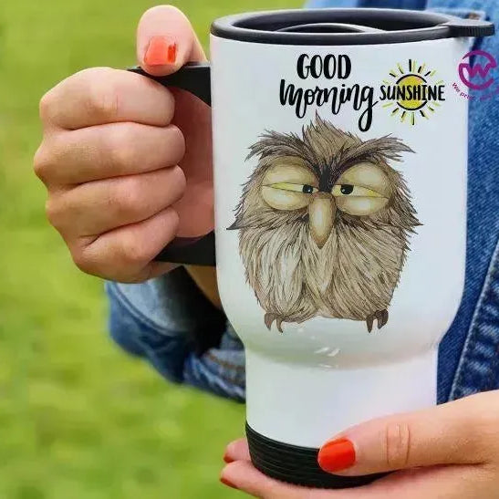 Travel Mug White - Owl - WE PRINT