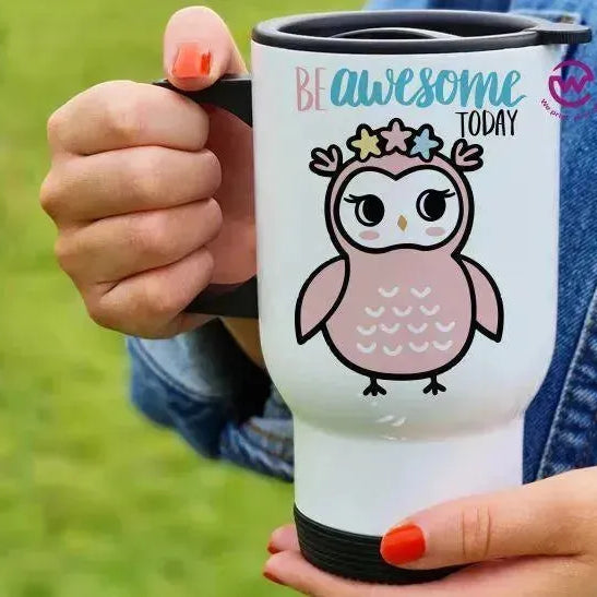 Travel Mug White - Owl - WE PRINT