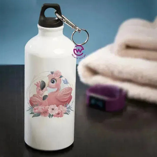 Water Bottle flask -Aluminium - Flamingo - WE PRINT