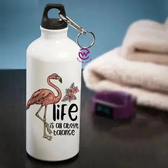 Water Bottle flask -Aluminium - Flamingo - WE PRINT