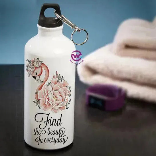 Water Bottle flask -Aluminium - Flamingo - WE PRINT
