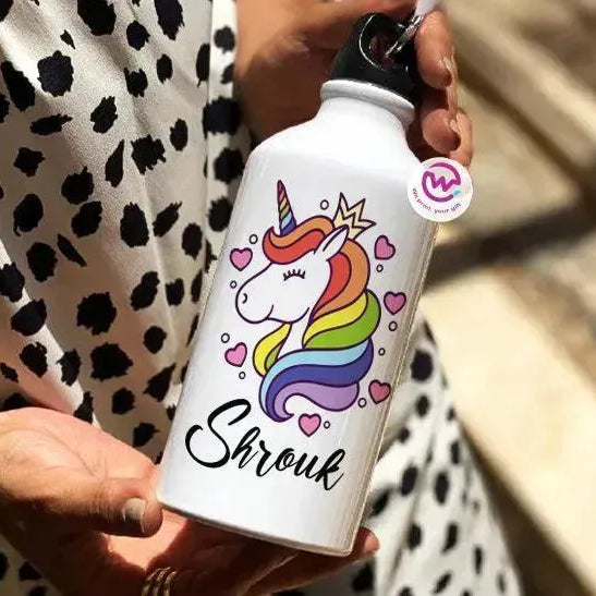 Water Bottle flask-Aluminium - Unicorn - WE PRINT