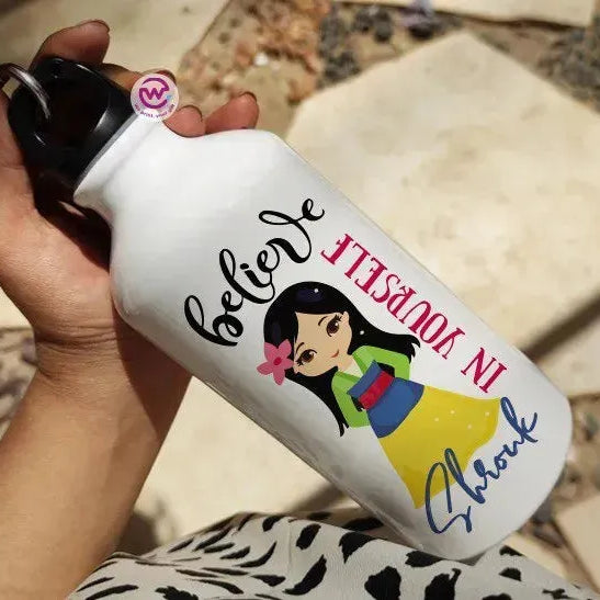 Water Bottle flask -Aluminum -DISNEY PRINCESS - WE PRINT