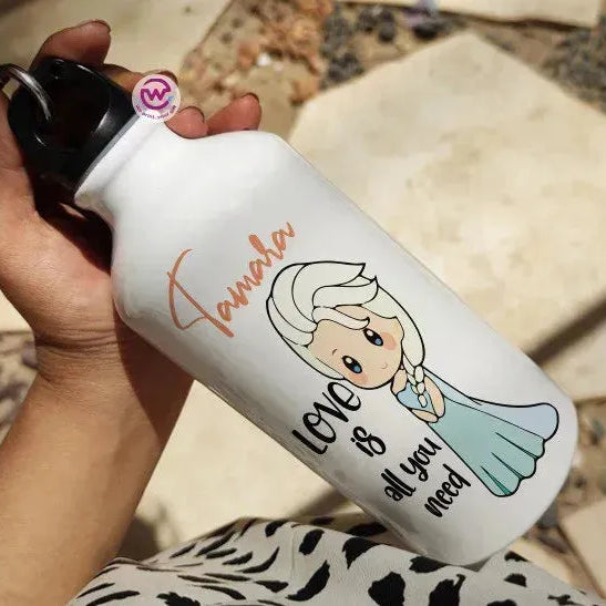 Water Bottle flask -Aluminum -DISNEY PRINCESS - WE PRINT