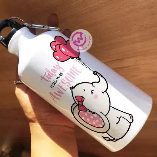 Water Bottle flask -Aluminum -Elephant - WE PRINT