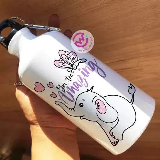 Water Bottle flask -Aluminum -Elephant - WE PRINT