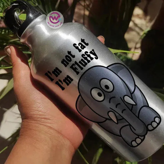 Water Bottle flask -Silver-Aluminum -Elephant - WE PRINT