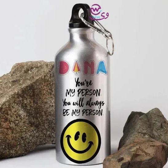 Water Bottle flask -silver-Aluminum -motivational - WE PRINT