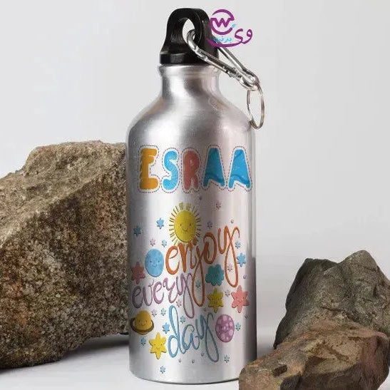 Water Bottle flask -silver-Aluminum -motivational - WE PRINT