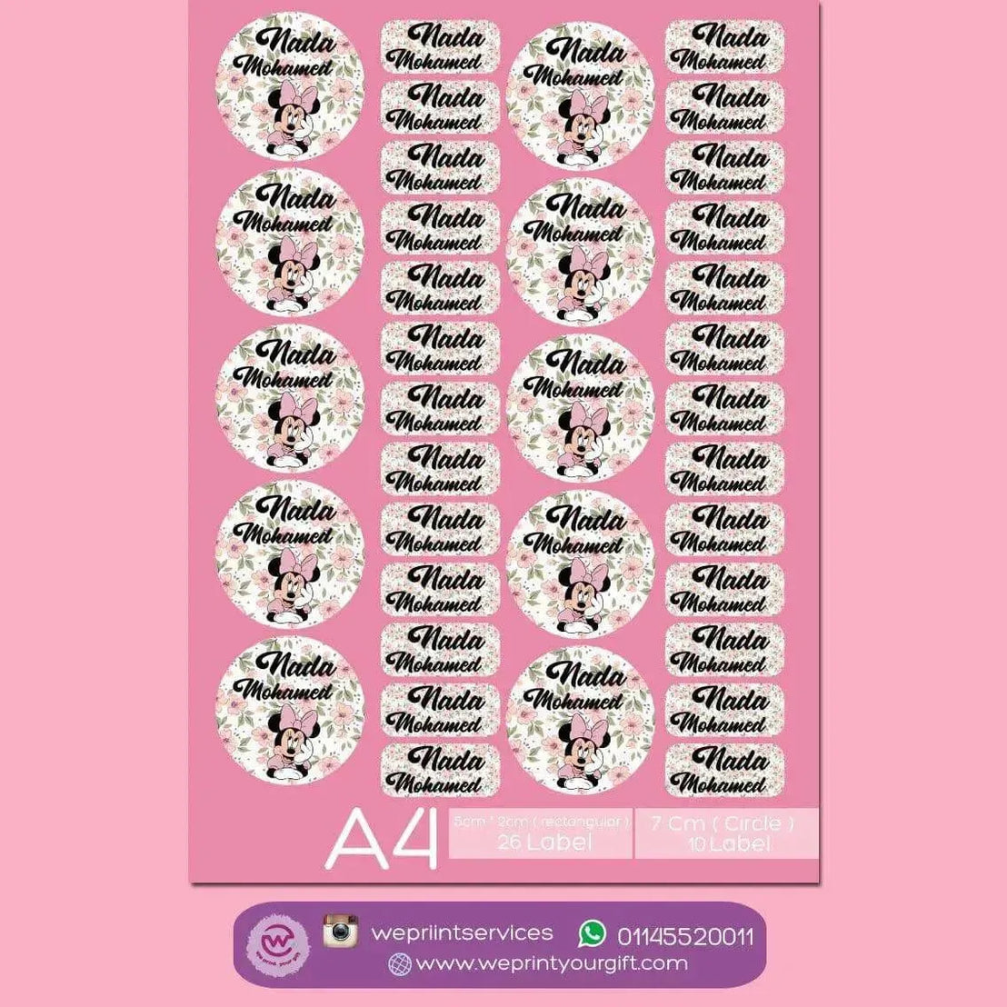 Waterproof label - school label Minnie - WE PRINT