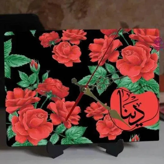 Wooden Desk Clock -Arabic Names-B - WE PRINT