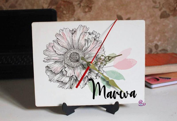 Wooden Desk Clock -English Names - weprint.yourgift