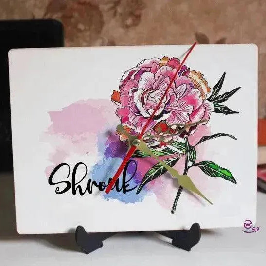 Wooden Desk Clock -English Names - WE PRINT