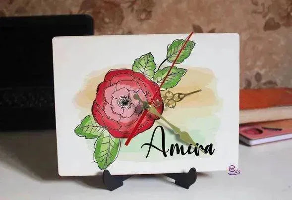 Wooden Desk Clock -English Names - WE PRINT