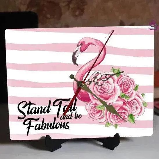 Wooden Desk Clock - Flamingo - WE PRINT