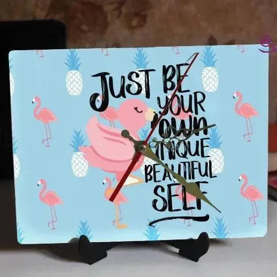 Wooden Desk Clock - Flamingo - WE PRINT