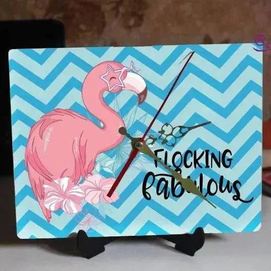 Wooden Desk Clock - Flamingo - WE PRINT