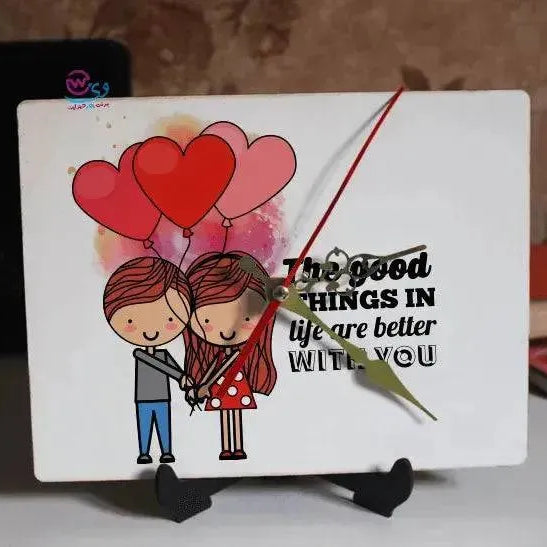 Wooden Desk Clock - lovers - WE PRINT