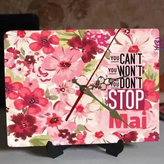 Wooden Desk Clock -Motivational Quotes - WE PRINT