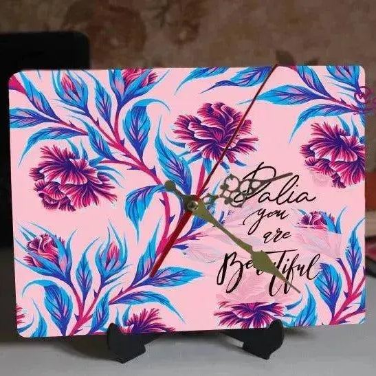 Wooden Desk Clock -Motivational Quotes - WE PRINT